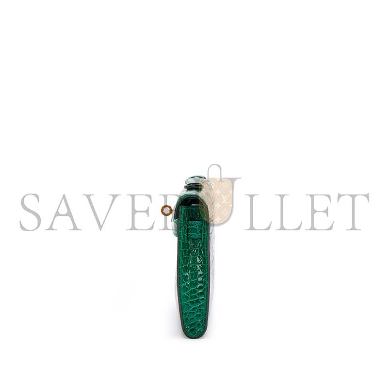 H**mes MASTER EMERALD SHINY ALLIGATOR KELLY CUT GOLD HARDWARE (31*13*2cm)